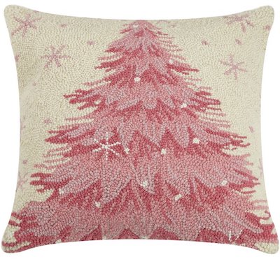 Pink Christmas tree pillow