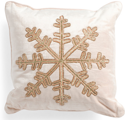 Pink snowflake pillow