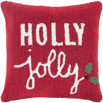 Holly Jolly red Christmas pillow