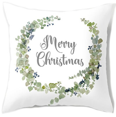 Watercolor Christmas wreath pillow