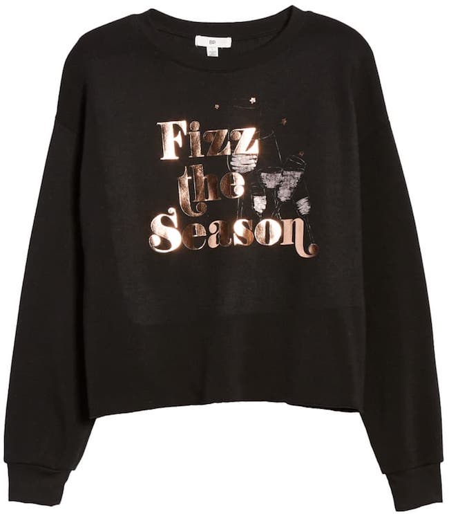 women's Christmas sweaters : fizz the season gold and black sweater