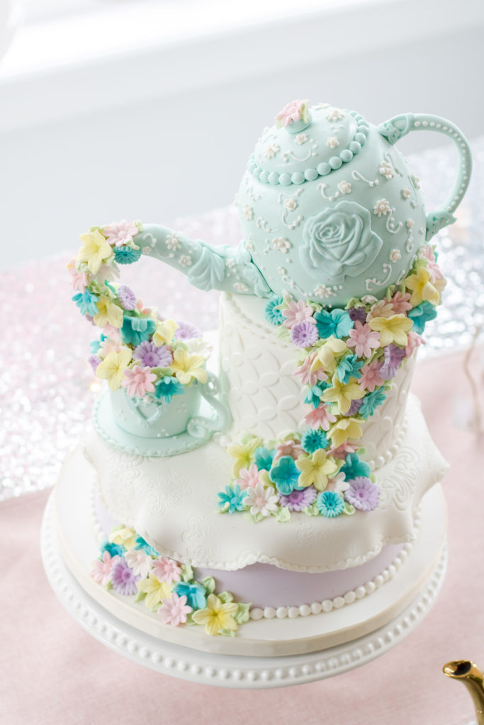 Gorgeous birthday tea party tea pot cake