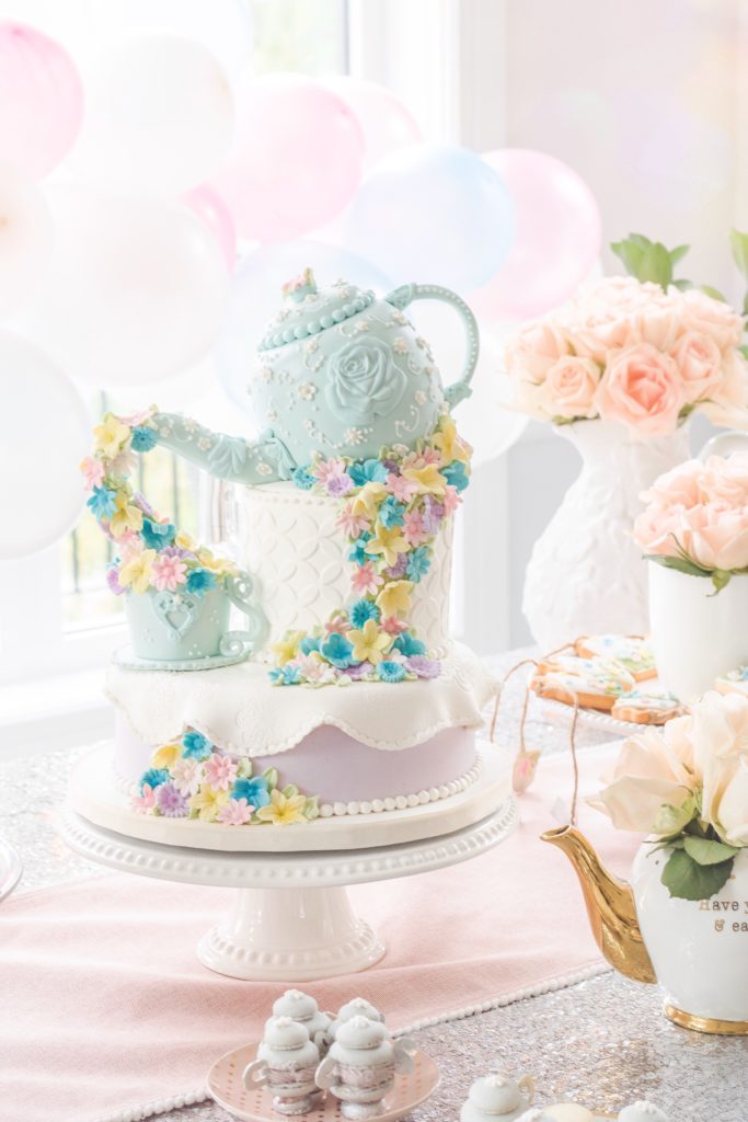 Beautiful tea pot tea party cake