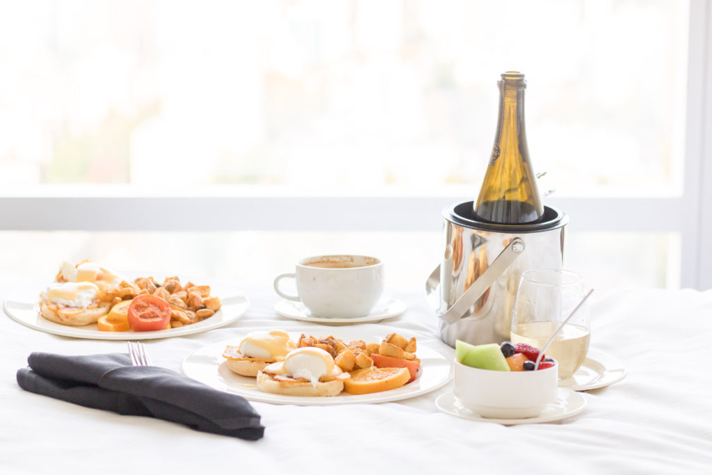 Breakfast in bed at Sheraton Vancouver Wall Centre