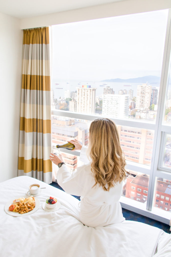 Sheraton Vancouver Wall Center breakfast in bed