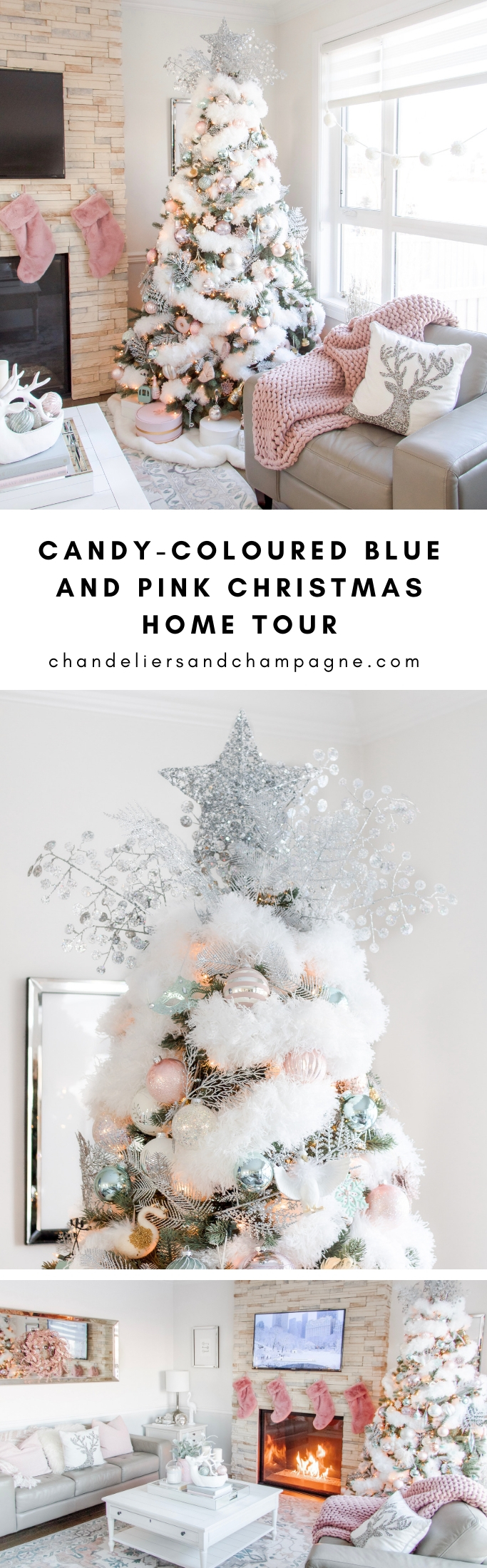 Candy-Coloured Blue and Pink Christmas Home Tour