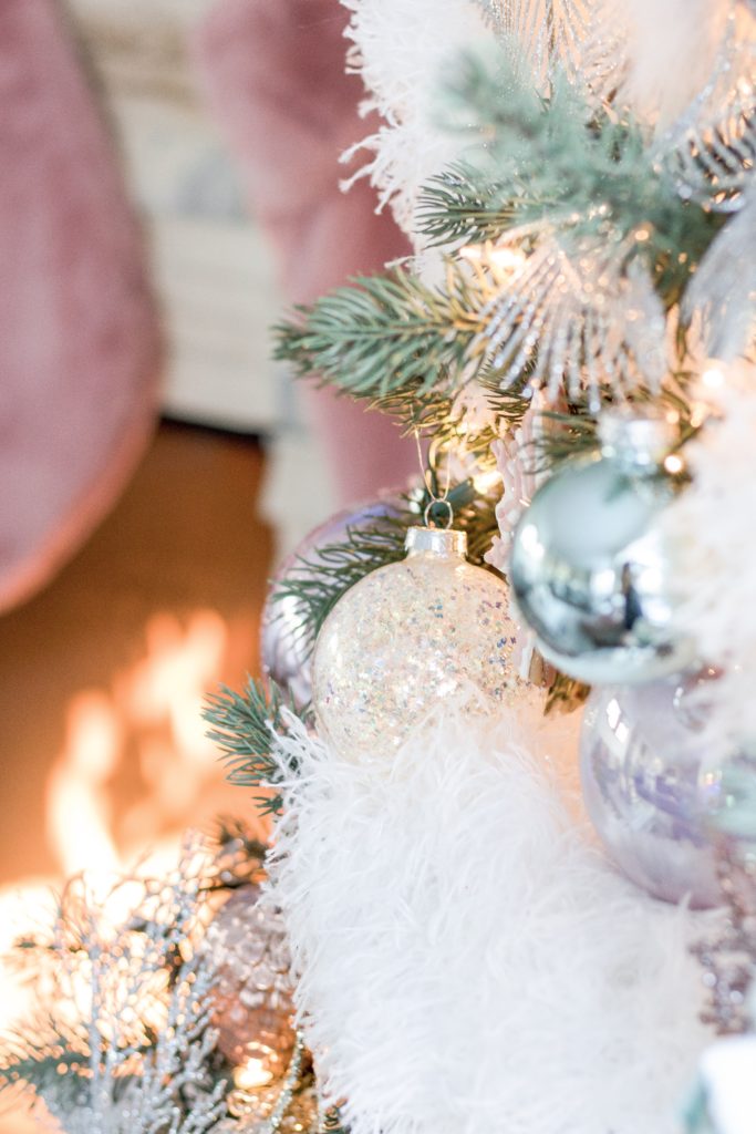 White fluffy Christmas tree garland