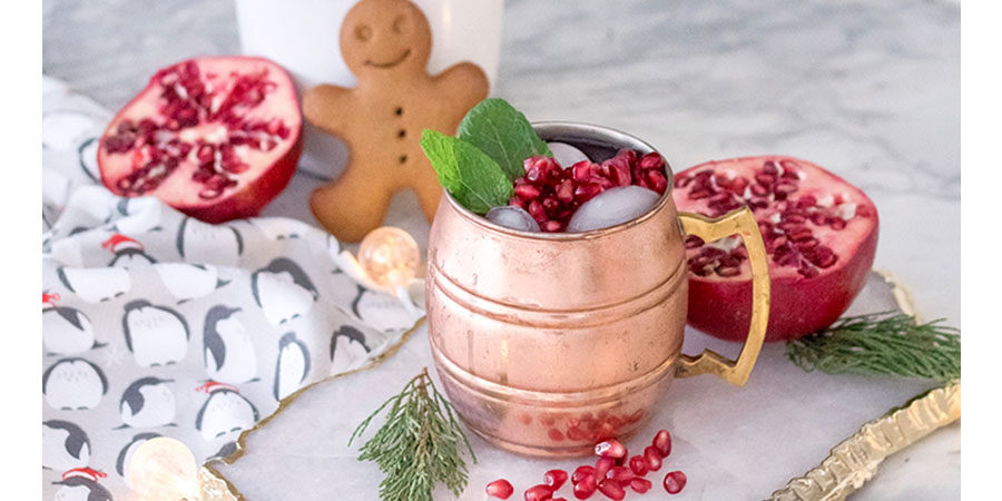 Yule Mule: Christmas Pomegranate Moscow Mule