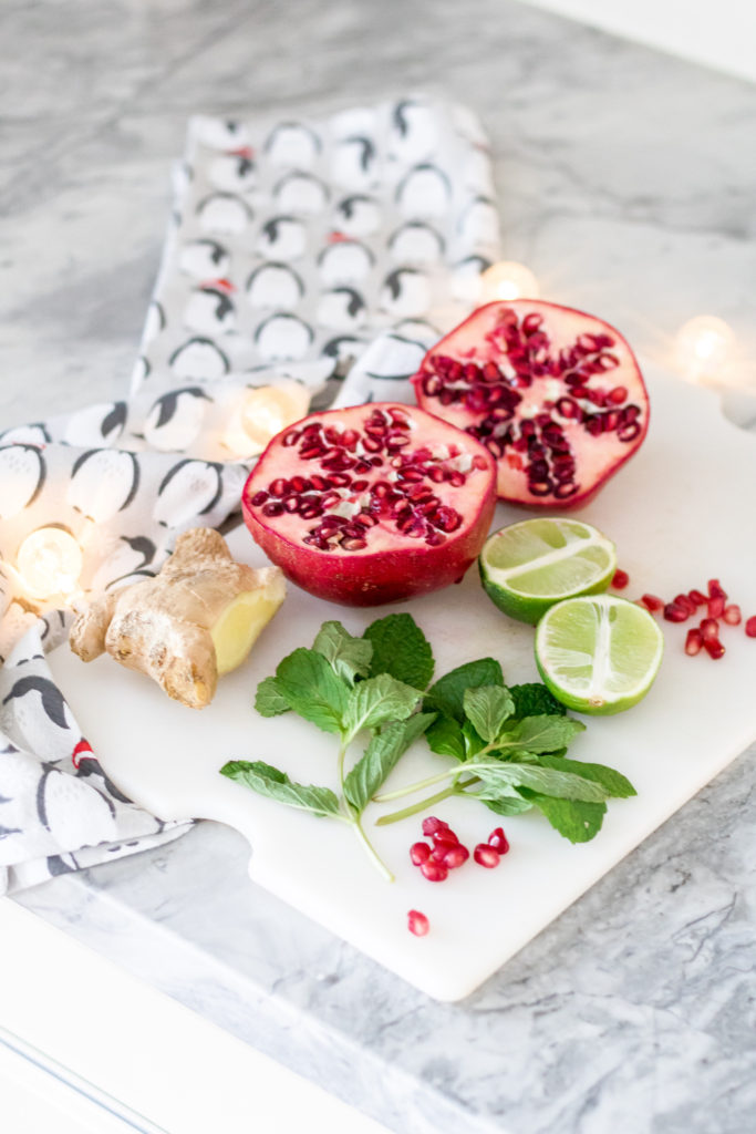 Fresh Christmas ingredients: mint and pomegranate