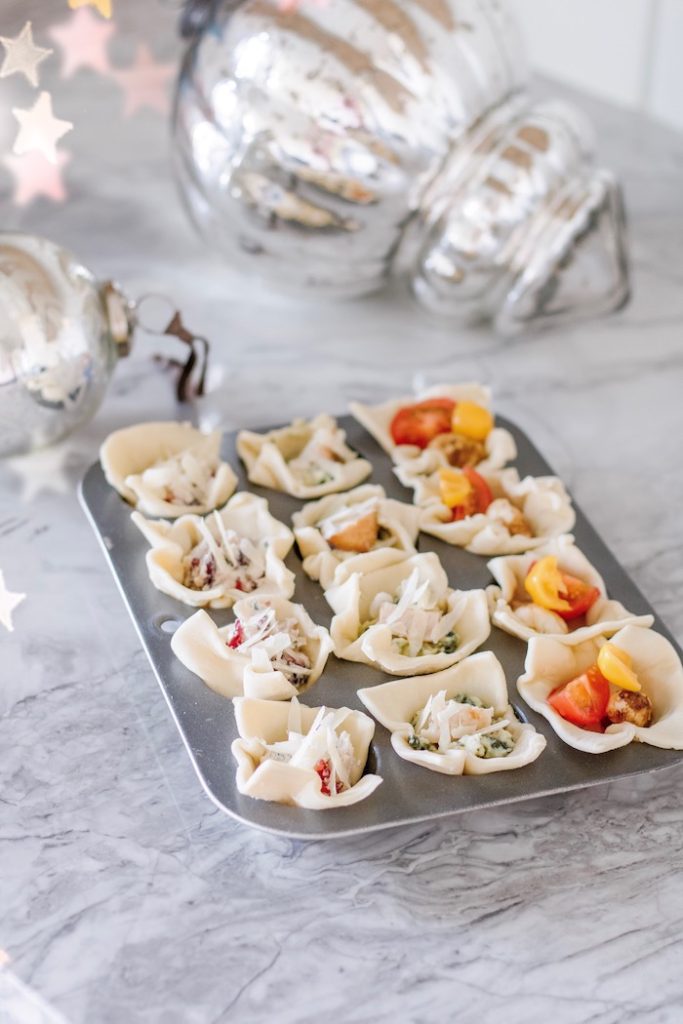 Savoury puff pastry bites Christmas appetizer