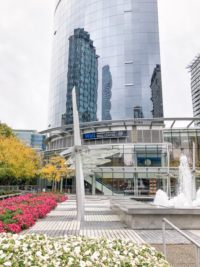 Outside by Sheraton Vancouver Wall Centre fountain