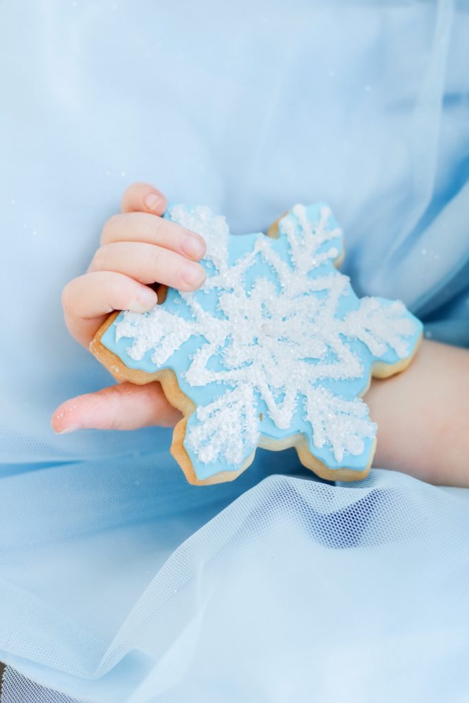 Frosted blue snowflake sugar cookie