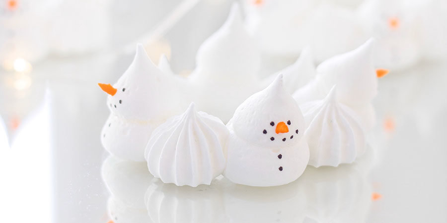 Snowman meringue Christmas dessert