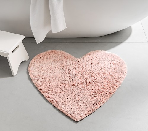 Pink heart bath mat