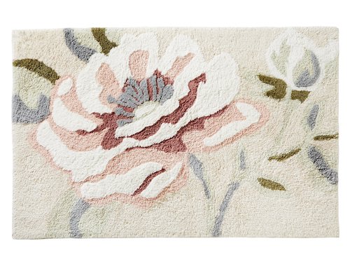 Cute Bath Mats : peony floral bath mat for feminine bathroom