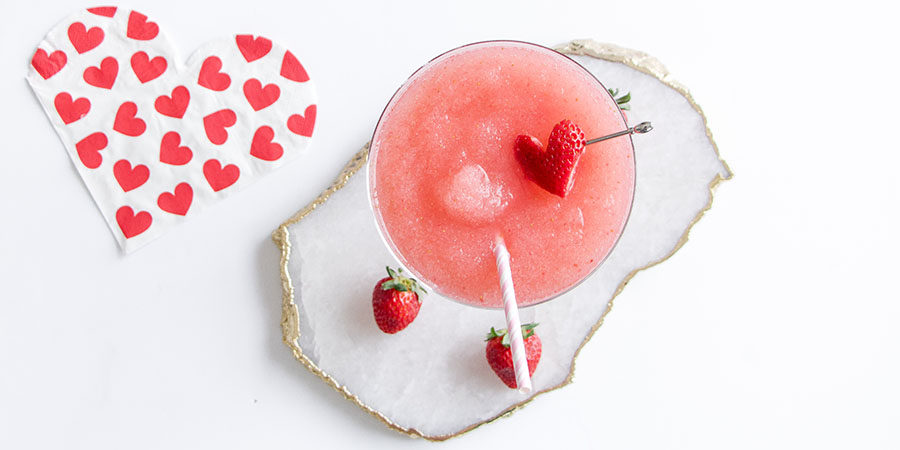Strawberry Lemonade Frosé with heart napkin