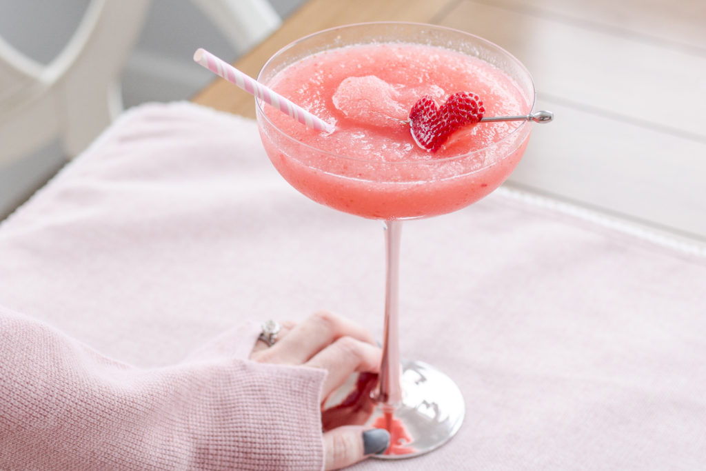 Delicous pink slushy alcoholic beverage