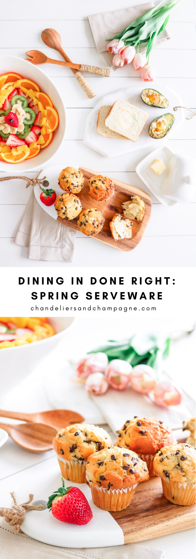 Spring serveware in crisp white and warm wood: dining in done right