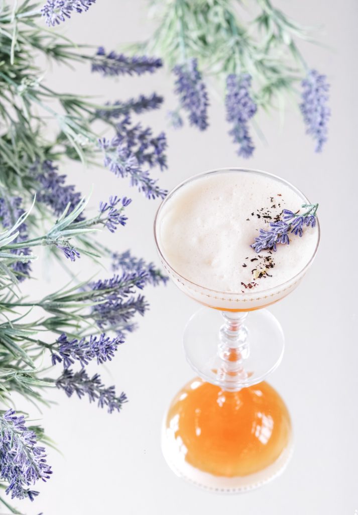 Gin Fizz cocktail with lavender