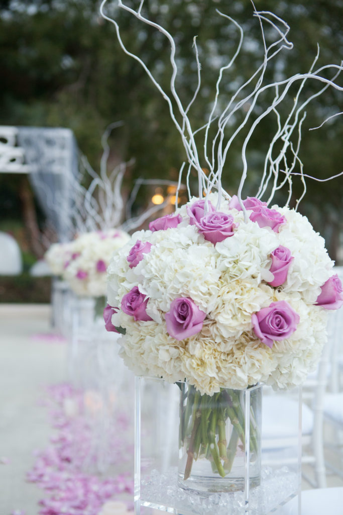 Hydrangea wedding aisle decor