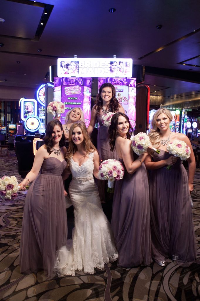 Las Vegas wedding - bridesmaids in casino