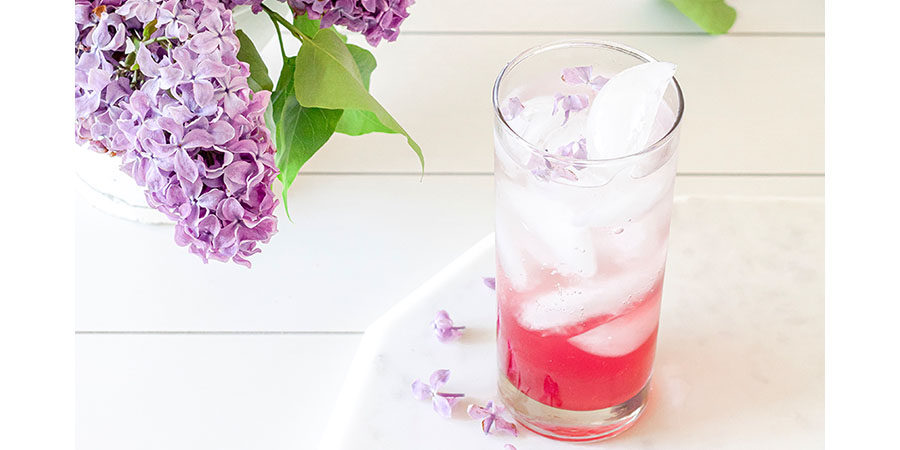 Lilac and Lychee Gin Rickey Cocktail