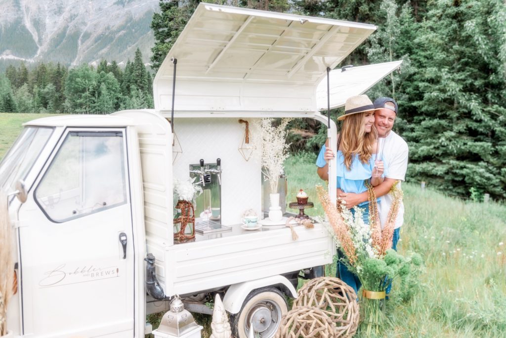 Bubbles and Brews mobile Prosecco cart elevating a date in Canmore, Alberta