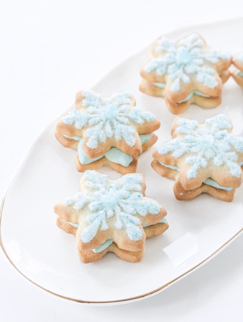 Snowflake sugar cookies for Elsa-themed birthday party
