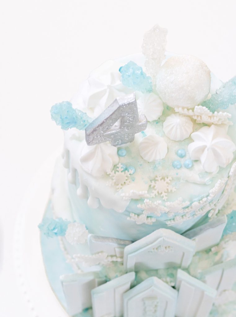 Classy Frozen Birthday Party Cake with rock candy ice