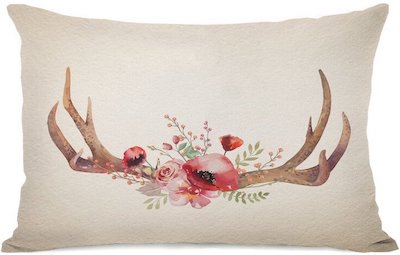 Watercolour antler pillow