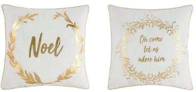White and gold Christmas pillow set