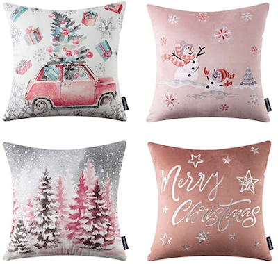 Blush Christmas pillow set