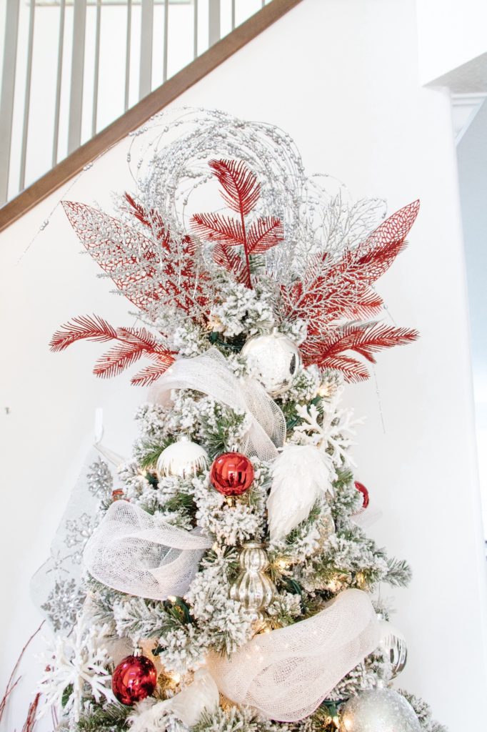 White and red Christmas tree topper