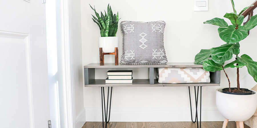 Boho front entryway bench