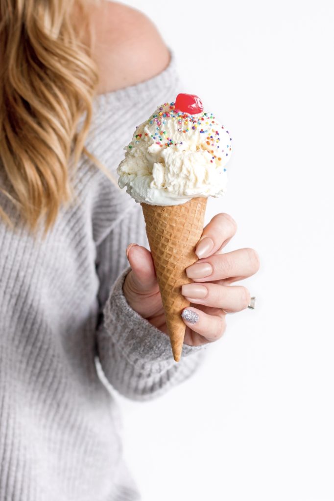 Matte nails with ice cream cone