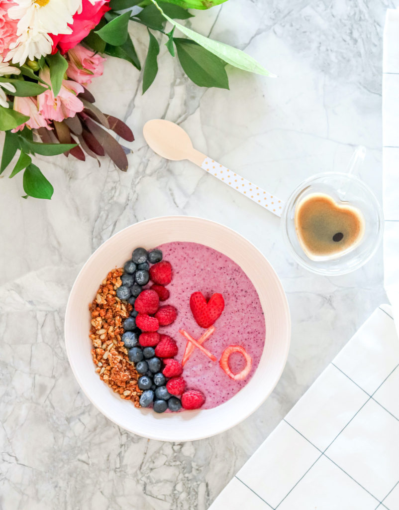 Pink Smoothie Bowl for Valentine's Day