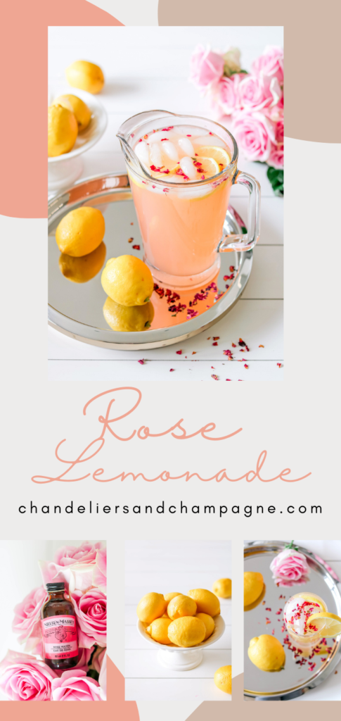 Rose lemonade recipe with fresh lemons and rose water