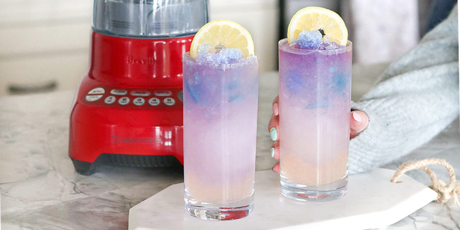 Blue and purple colour changing lemonade