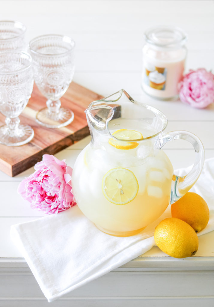 fresh lemonade in pitcher