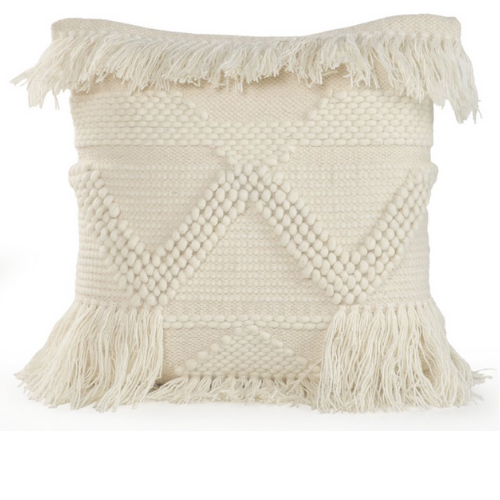 Fringed fall throw pillow