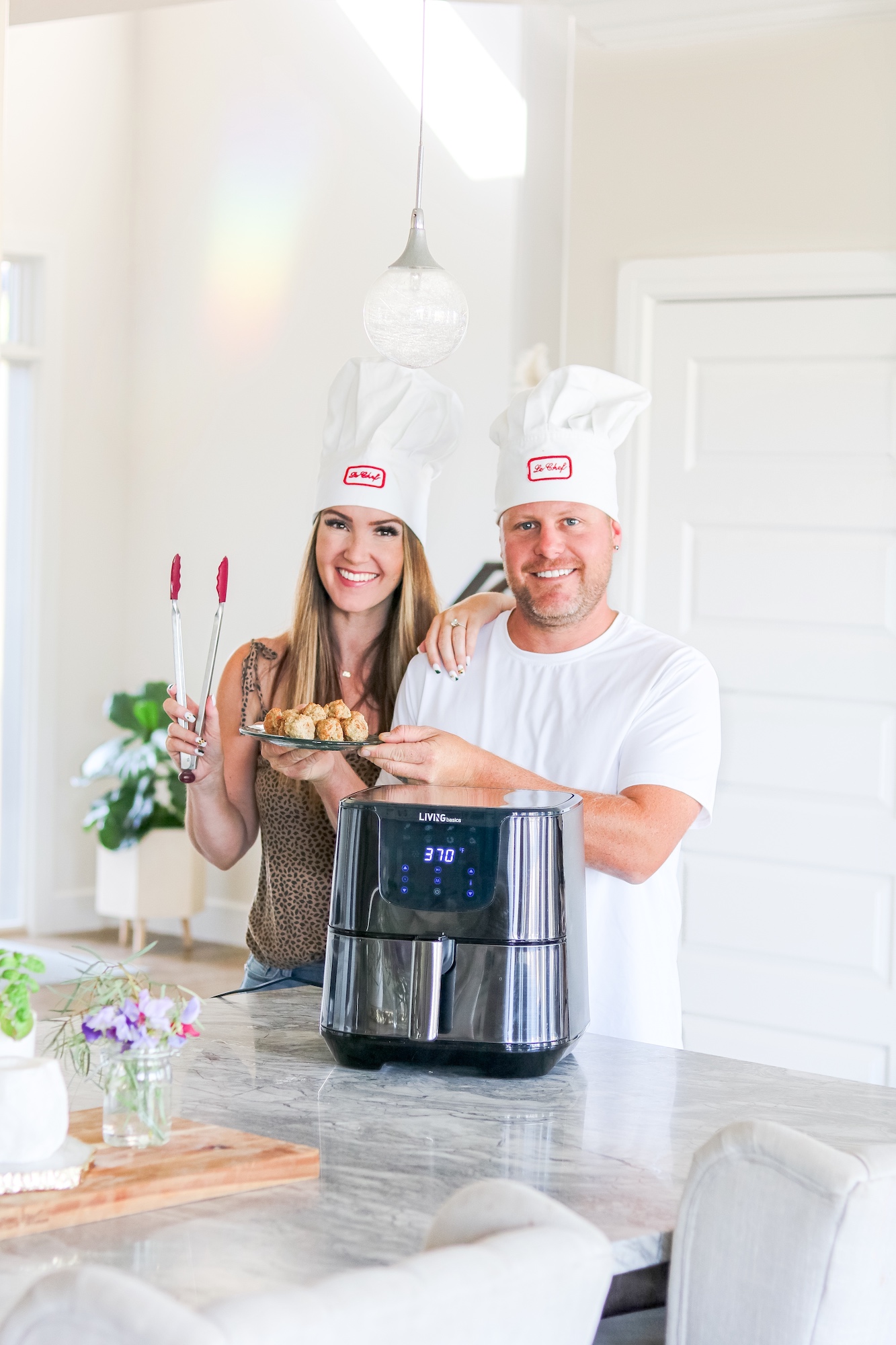 Cooking in the kitchen with digital air fryer