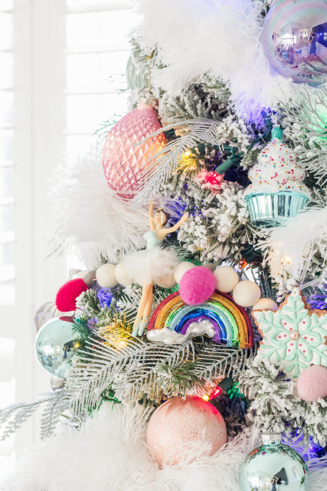 Closeup of colourful Christmas ornaments