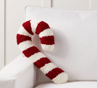 Cozy candy cane pillow