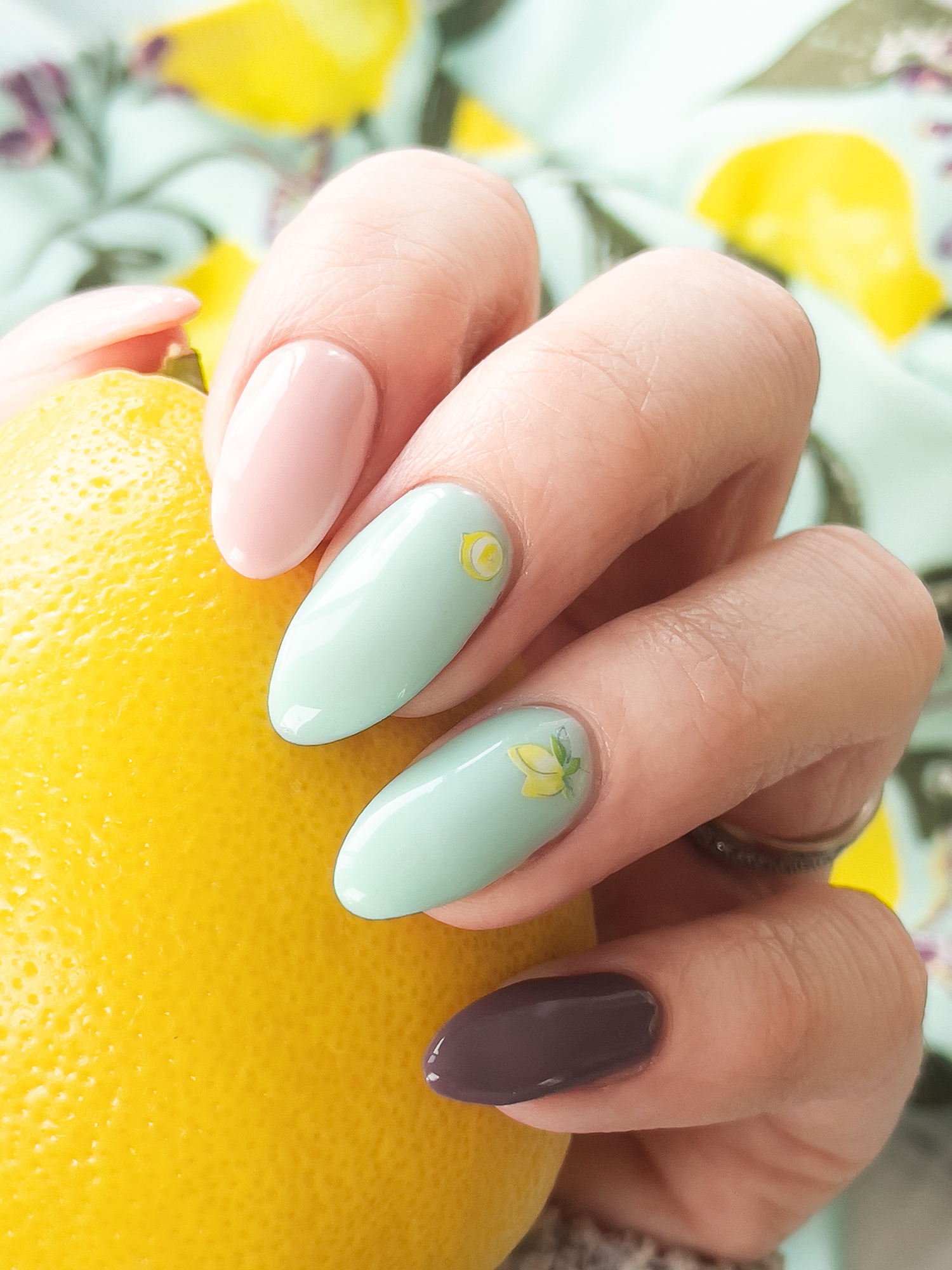 Lemon nails closeup