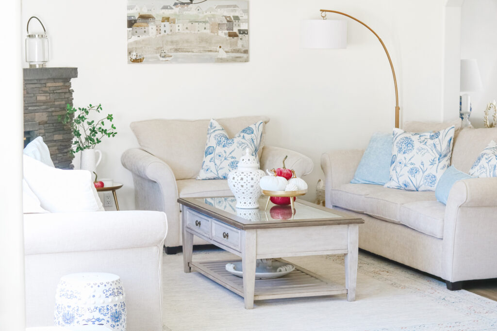 Soft blue accent living room