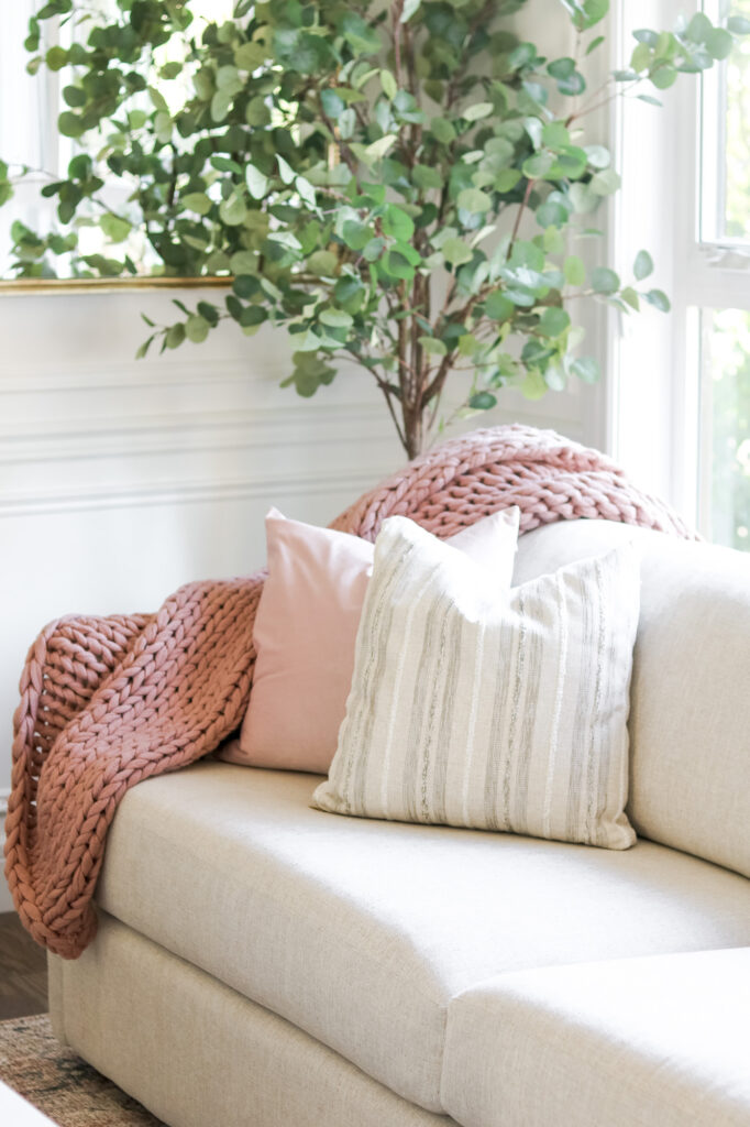 Neutral textured pillows from Sofa Land