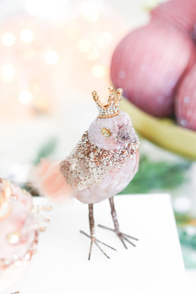 Pink bird Christmas ornament