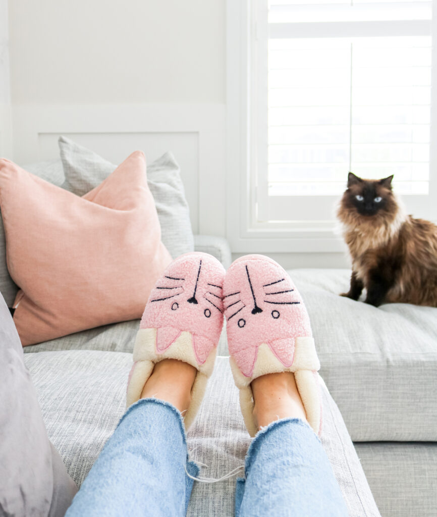 Pink Retail Revolt cat slippers - Retail Revolt Spruce Grove clothing