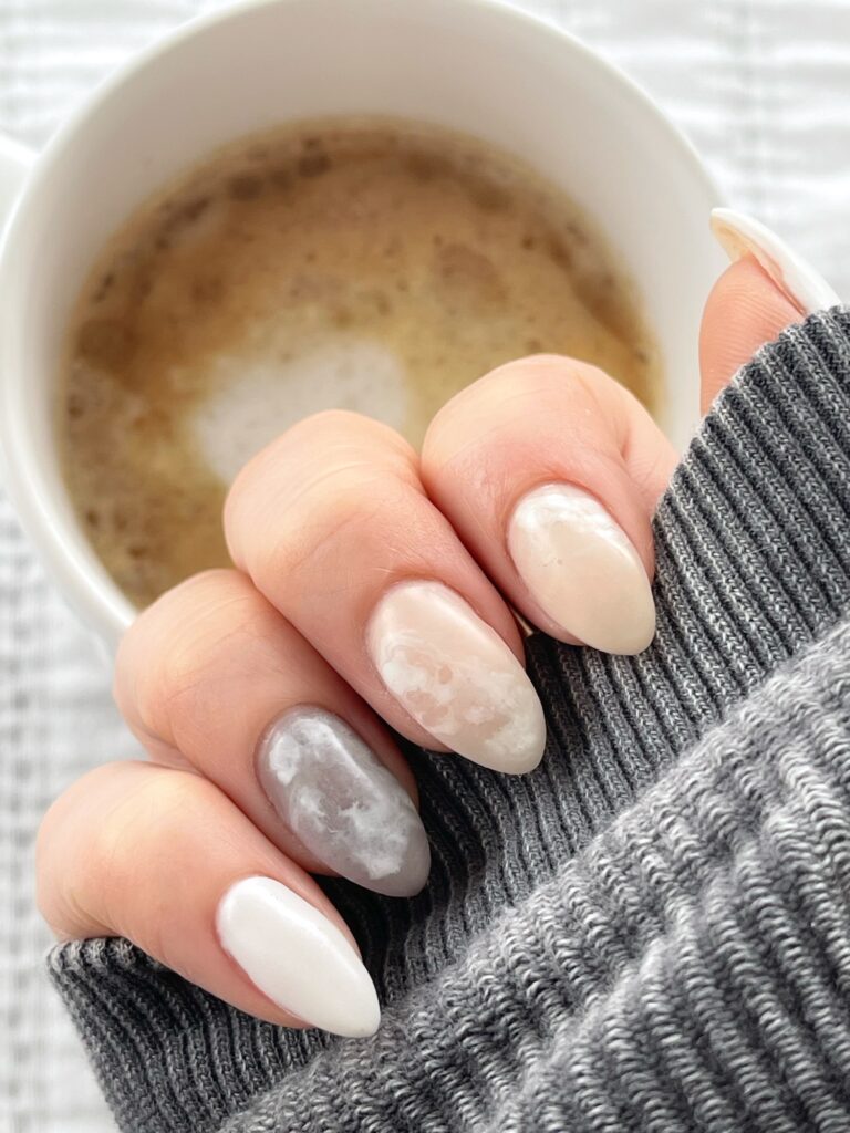 Cloud nails - pretty neutral nails - trendy nail design ideas