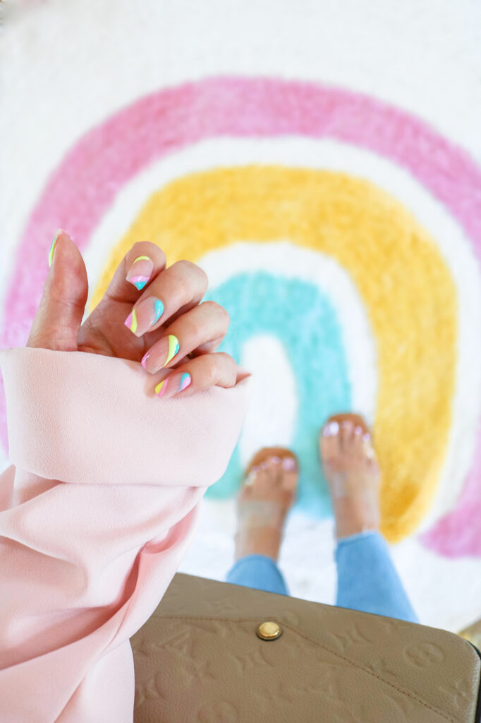 Colorful rainbow nails - abstract rainbow gel nails 